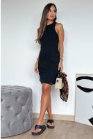Vestido canelado feminino Revanche Vanini PRETO