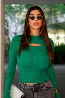 Blusa Tricot Cropped Feminina Revanche Laguna  VERDE