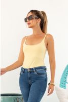 Blusa De Alça Com Elástano Feminino Revanche Salonica AMARELO MANTEIGA