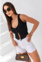 Blusa Cropped Regata Com Abertura Feminina Revanche Huacho PRETO