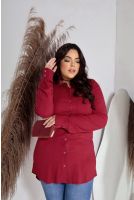 Camisa Lisa Com Bolso Frontal Curvy  Feminina Revanche Caturaí MARSALA