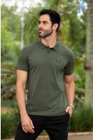 Camiseta Polo Com Elastano e Plaquinha Masculino Revanche Goure VERDE MUSGO