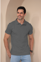 Camiseta Polo Bordado Com Elastano Masculino Revanche Durazno CINZA ESCURO