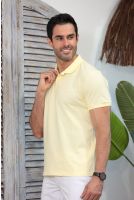 Camiseta Polo Bordado Com Elastano Masculino Revanche Durazno AMARELO CLARO