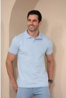 Camiseta Polo Bordado Com Elastano Masculino Revanche Durazno AZUL BEBE