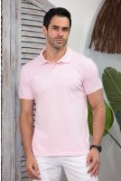 Camiseta Polo Bordado Com Elastano Masculino Revanche Durazno ROSA BEBE