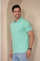 Camiseta Polo Bordado Com Elastano Masculino Revanche Durazno VERDE MENTA