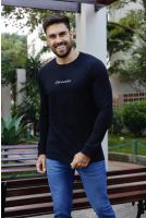Camiseta Manga Longa Com Punho Estampada Masculina Revanche Zurique PRETO