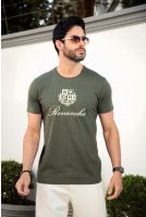 Camiseta Decote Careca Estampada Masculino Revanche Extremoz VERDE MUSGO