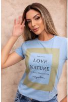 Camiseta Estampada Love Nature Feminina Revanche Orissa AZUL SERENITY