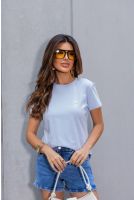 Camiseta Titurada Com Plaquinho Feminino Revanche Chincha AZUL BEBE