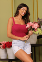 Cropped de tricot com decote quadrado feminina Revanche Utinga PINK ESCURO