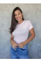 Blusa Baby Look Basica Manga Curta Feminina Revanche Sylfaenol ROSA CLARO