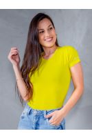 Blusa Baby Look Basica Manga Curta Feminina Revanche Sylfaenol VERDE LIMA