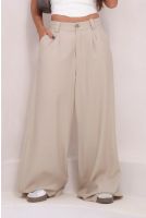 Calça Pantalona Alfaiataria Ampla Com Pregas Feminina Revanche Rodopi AREIA