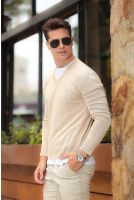 Blusa Tricot Manga Longa Bordado Masculino Revanche Sárdis BEGE DUNA
