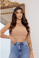 Regata Cropped De Tricot feminino Revanche Palma BEGE