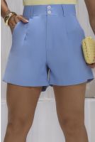 Shorts Alfaiataria Bolso Faca Com Pence Feminino Revanche Pitanga AZUL CELESTE