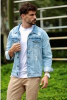 Jaqueta Jeans Básica Masculina Revanche Pucón Azul