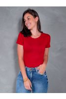 Blusa Baby Look Basica Manga Curta Feminina Revanche Sylfaenol MARSALA