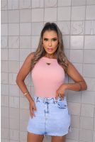 Blusa Cropped Texturizada Com Plaquinha Feminina Revanche Tervel ROSE