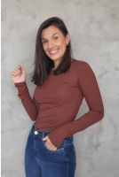 Blusa Manga Longa Feminina Revanche Amara MARROM ESCURO