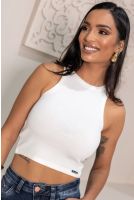 Blusa Regata Canelada Básica Feminina Revanche Pikine OFF WHITE