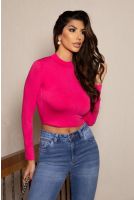 Cropped Manga Longa Com Gola Alta Feminino Revanche Nájera PINK