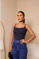 Blusa De Alça Com Elástano Feminino Revanche Salonica PRETO