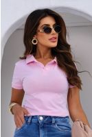 Camiseta Polo Bordado Feminina Revanche Gaurama ROSA BEBE