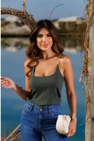Blusa Básica Alcinha Corrente Feminina Revanche Lublin VERDE MILITAR