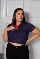 Blusa Baby Look Basica Curvy Feminina Revanche Zadar AZUL MARINHO
