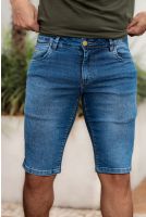 Bermuda Jeans Básica Bordada Masculina Revanche Belmonte Azul