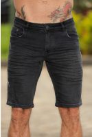 Bermuda Jeans Black Bordado Masculina Revanche Frontino PRETO