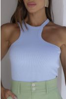 Blusa Cavada Decote Assimétrico Feminino Revanche Armênia AZUL BEBE