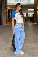 Blusa Cropped Raglan Feminina Revanche Glarus OFF WHITE - AZUL