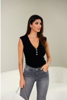 Blusa Com Botões Na Vista Feminino Revanche Andríaca PRETO