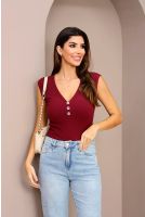 Blusa Com Botões Na Vista Feminino Revanche Andríaca VINHO