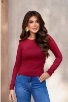 Blusa Cropped Manga Longa Costas Aberta Feminina Revanche Oscela VINHO