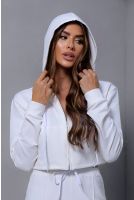 Blusa Molecotton Com Capuz e Bolsos Feminino Revanche Sídima MARFIM
