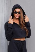 Blusa Molecotton Com Capuz e Bolsos Feminino Revanche Sídima PRETO