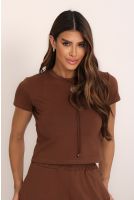 Blusa Moletom Gola Careca Feminina Revanche Amalfi MARROM