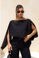 Blusa Ampla Manga Flutuante Feminina Revanche Alisca PRETO