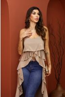 Blusa Com Babado Alcinha Boho Feminina Revanche Vertara BEGE