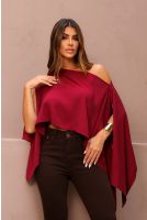 Blusa Ampla Manga Flutuante Feminina Revanche Laranda MARSALA