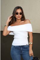 Blusa De Tricot Ombro A Ombro Feminino Revanche Roteia BRANCO