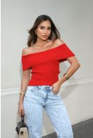 Blusa De Tricot Ombro A Ombro Feminino Revanche Roteia VERMELHO