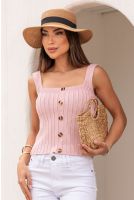 Blusa Tricot Decote Quadrado Com Botão Feminina Revanche Aisne