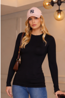 Blusa Manga Longa Decote Redondo Feminino Revanche Panamá PRETO