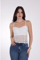 Blusa Corset Feminina Rendada Alcinhas Revanche-BL.FEM.00251 OFF WHITE